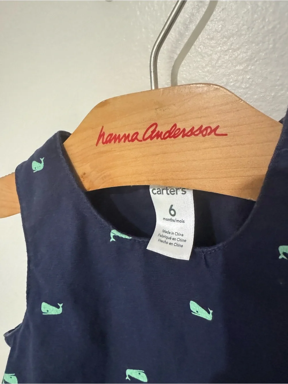 Carter’s Navy Whale Print snap Romper  - Kids